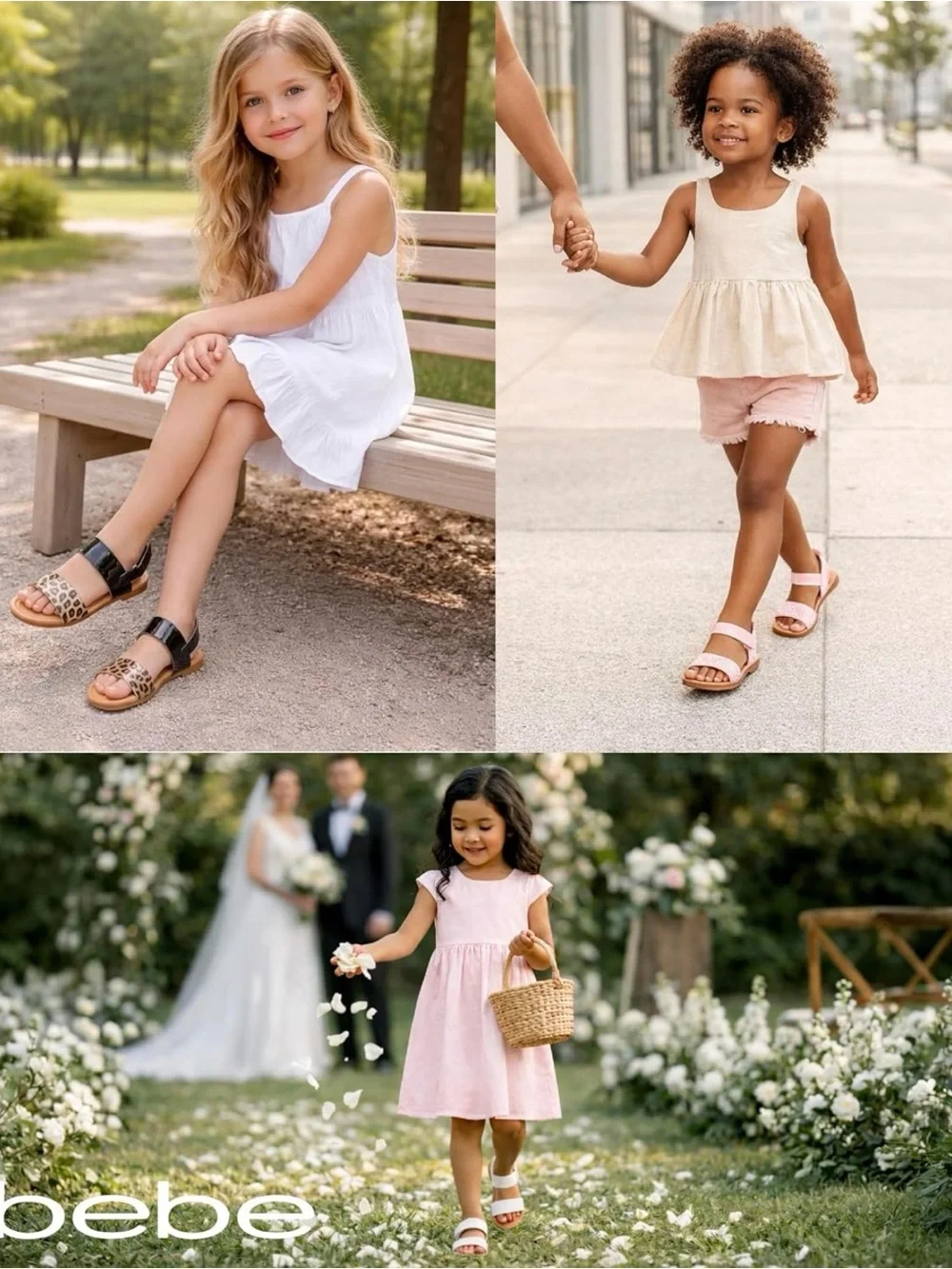 New! bebe Girls Chunky Glitter Rose gold Dress Sandals